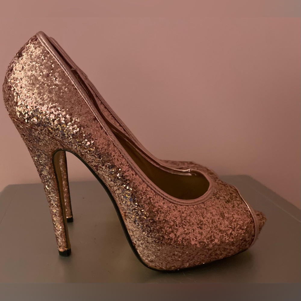 Glitter Peep-Toe Heels